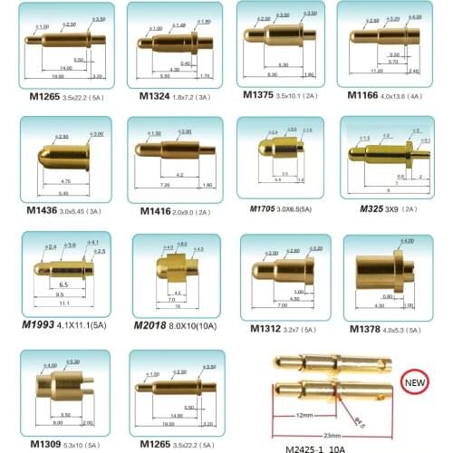 10pcs High Current Probe Pogopin Contact Pin 2A 3A 4A 5A 10A Current Pogo Pin Connector Low Voltage 10 Amp 5Amp 3Amp 2Amp