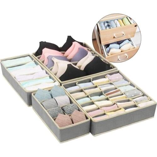 Drawer Organizer Clothes Foldable Fabric Closet Dresser Drawer Organizer Underwear Organizer for Storing Bra Socks Set of 4