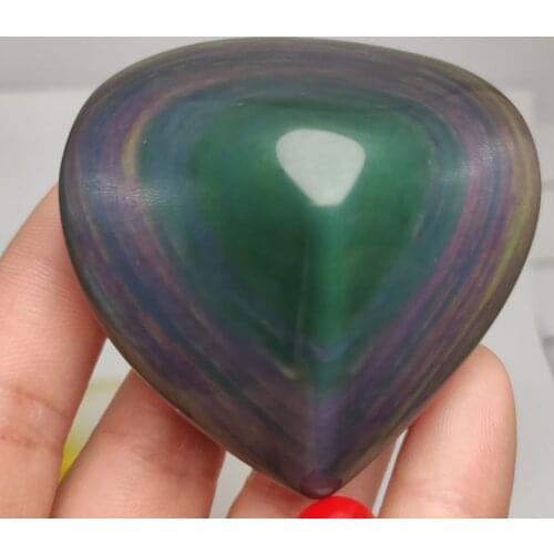 1pcs 5-6cm Natural rainbow obsidian crystal hearts obsidian Quartz Heart Shape Crystals Healing Gift