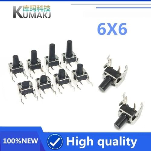100PCS horizontal type side support with light touch button switch 6*6*4.3/6*6*5/6*6*6/6*6*7/6*6*8/6*6*9/6*6*10/6*6*11/6*6*12mm