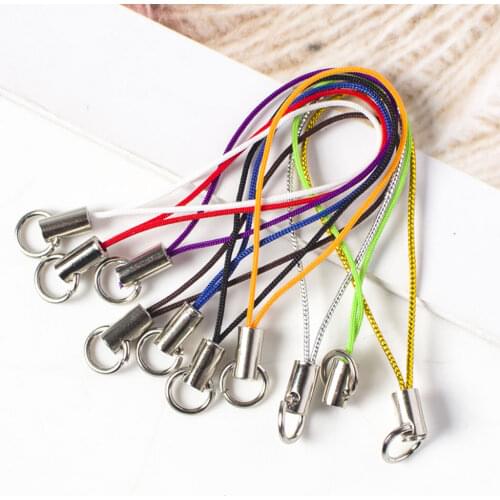 100pcs/lot color polyester single ring lanyard jewelry lanyard mobile phone with craft pendant DIY handmade materials