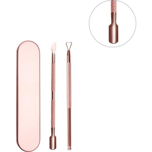 2pcs Cuticle Remover Dead Skin Pusher Surgical Grade Stainless Steel Nail Art Manicure Tools Scraper Nail Cleaner Trimmer