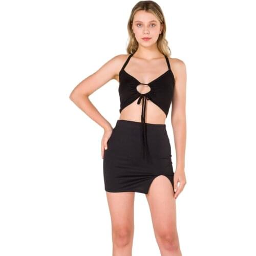 2021 summer womens fashion tank tops sexy Black Bound Crop Blouse top women T-shirt cropped short top sexy female Sleeveles