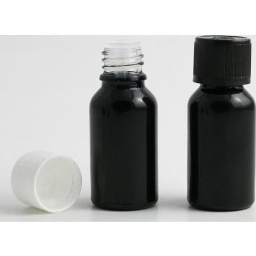 360 x 20ml Essential Oil Travel Frosted/Smooth Black Glass Bottle With Plastic Cap For Liquid Reagent Pipette Bottle Cosmetic