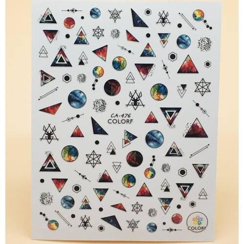 3D Nail Sticker Girl Manicure Decals Decoration Stickers for Nails Geometry Starry Sky Planet Nail Art Sticker Accessories