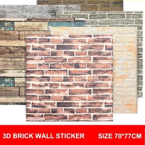 1pcs 3D Brick Wall Stickers Wallpaper Retro Simulated Brick for Living Room Bedroom Self Adhesive Waterproof Wall Covering Decor