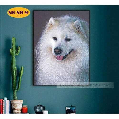 5D Diy Diamond Painting White Husky Dogs Head 3D Daimond Embroidery Cross Stitch Needlework Full Square Round Drill Home Decor