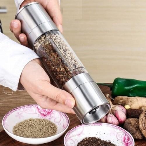 Stainless Steel Manual Pepper Grinder 2-In-1 Adjustment Ceramic Grinding Kitchen Accessories Seasoning for Cooking Kitchen Tools