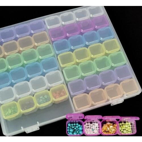 Diamond Painting Tool 56/28 Cells Plastic Storage Box Stickers Funnel Sets for Diamond Painting Home Accessories Holder Case