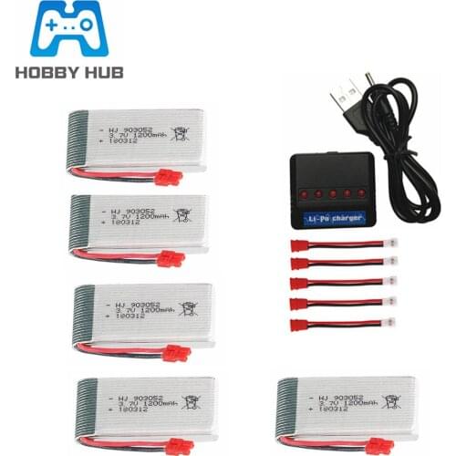 3.7V 1200mah lipo Battery for SYMA X5 X5S X5C X5SC X5SH X5SW RC Drone Quadcopter spare parts 3.7v 903052 battery +5 in 1 charger