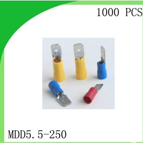 Hot sale Brass 1000 PCS MDD5.5-250 cold-pressure terminal male pre-insulated Electrical Crimp Terminal Connector