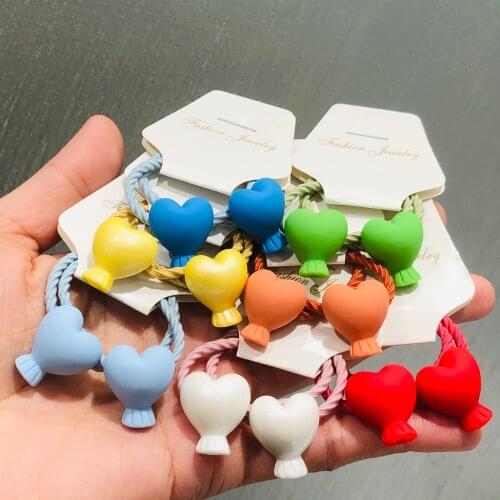 2Pcs Heart-shaped Balloon Hair Accessories Children Rubber Bands Scrunchies Elastic Hair Bands Girls Headband Decorations Ties