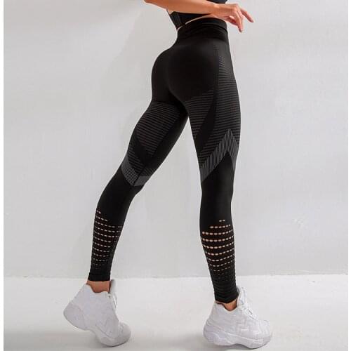 Zhangyunuo Yoga Leggings Hollow Gym Elastic Dry Fit Trousers Fitness Sport Wear Workout Sports Pants High Waist Energy Legging