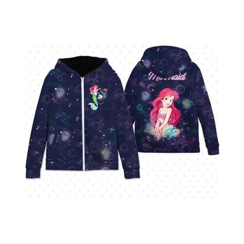 Disney Princess mermaid Fashion Anime Figures Cartoon Products Cosplay Accessories Customized Casual Hoodie Gifts Unisex