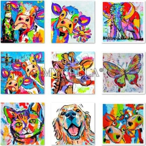 Cartoon Animals Art 5D Diy Diamond Painting Set Cross Stitch Cow Needlework Embroidery Full Round Rhinestone Mosaic Home Decor