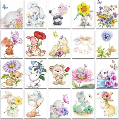 5D DIY Diamond Painting Kit Paint Cartoon Animals panda rabbit Fox butterfly Full Square&Round embroidery mosaic Cross stitch