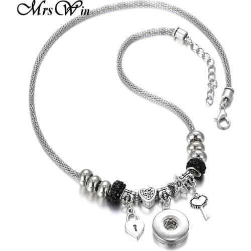 New Beads Jewelry Making Beading Necklace Snap Button Pendant Necklace Charms Fashion 18mm Snaps Button DIY Women Snap Jewelry