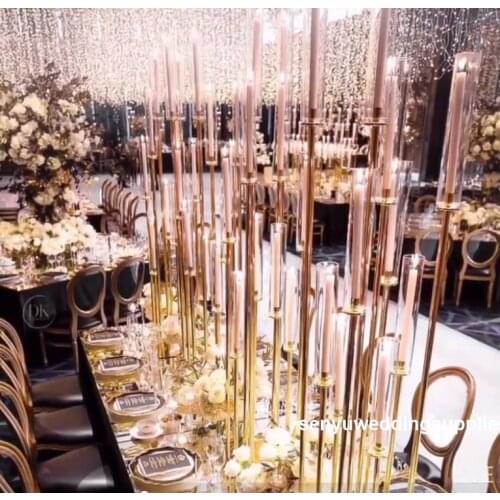 New style Hot selling Wedding center piece tall gold crystal candelabra senyu01251