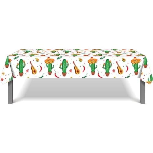 130*220cm Mexican Cactus Theme Disposable Party Tablecloth of Tableware Sets Baby Shower Birthday Party Decoration Tablecover
