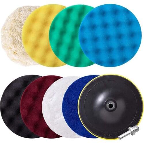 Polishing Pad Kit, 10Pcs 7Inch Sponge Buffing Pads for Foam Drill, Polisher Buffing Kit for Waxing,Polishing