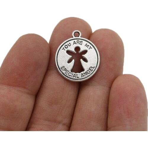 JAKONGO Silver Plated You are my Angel Charms Pendants for Jewelry Making Bracelet DIY Accessories 18mm 15pcs