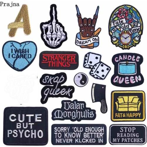 Prajna DIY Punk Letter Patch Iron On Embroidered Patches For Clothing Accessories Badges On Clothes T-shirt Jean Applique Stripe