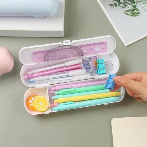 Practical Pencil Case Eye-catching PP Smooth Waterproof Buckle Pen Stationery Box for Home