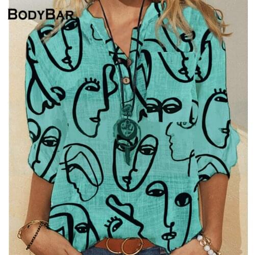 Plus Size Vintage Harajuku Women Top Portrait Graphic Print Y2K Blouse Spring Half Sleeve Aesthetic Loose Fit Blusa 2021 Ins Top