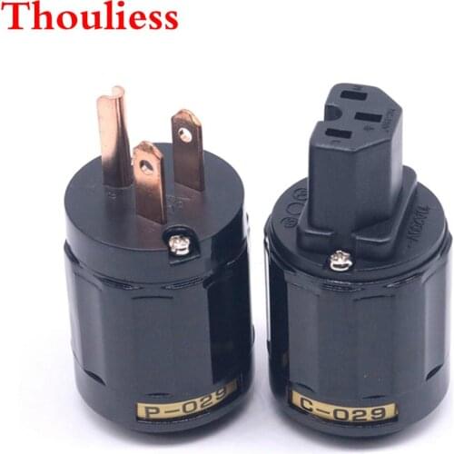 Thouliess pai HIFI Pure Copper P-029 C-029 US Power Plug Socket IEC Connector for DIY Audio Amplifie AC power Cord Cable