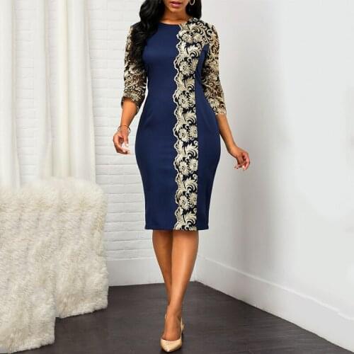 S - 5XL Plus Size Womens Clothing Dashiki African Dresses For Women Lace Flowers Patchwork Dress Evening Party Dresses 2020