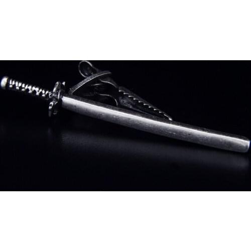 SPARTA Japanese Samurai Sword tie clips Silver plated High quality metal mens free shipping !!! doesn't have blade can't draw