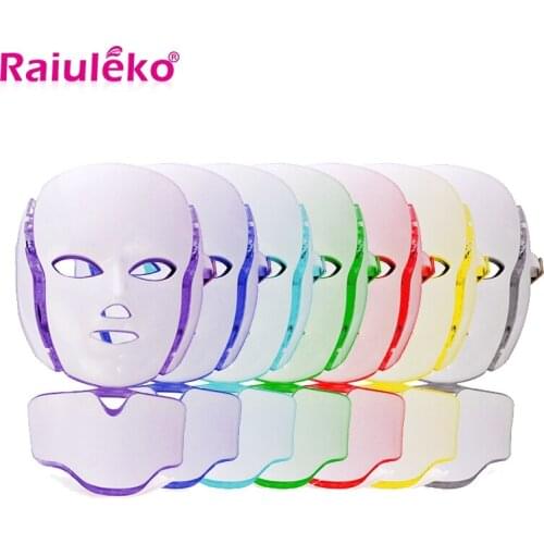 Facial Machine 7 Colors LED Facial Neck Mask Micro-current Led Mask Remove Wrinkle Acne Skin Rejuvenation Face Beauty Spa Care