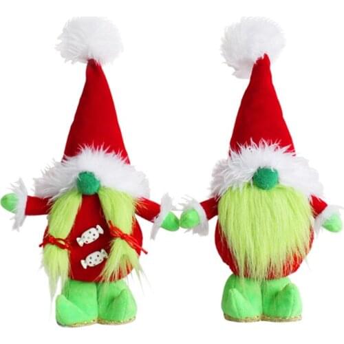 T84E Christmas Green Beard Dwarf Gnome Doll Ornaments Cute Cartoon Dwarf Elf Home
