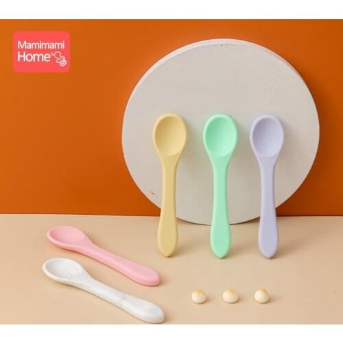 1pc Baby Silicone Spoon Feeding Set Kid Dishes Fork Toddlers Infant Feeding Accessories Spoon Silicone Tableware Childrens Good