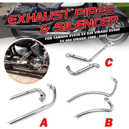 XV535 Motorcycle Muffler Pipe Full Exhaust Pipe System+Silencers For Yamaha XV535 XV 535 VIRAGO XV400 XV 400 VIRAGO 1988-2004