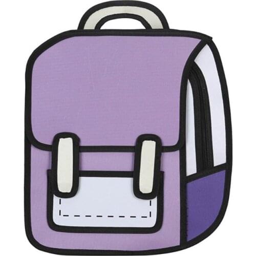 Y166 Creative Women 2D Drawing Backpack Cartoon School Bag Teenager Girls Daypack