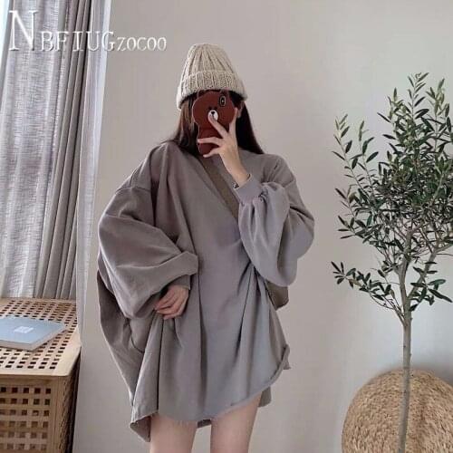 2020 Plus Size Loose Korean Women Sweatshirt Bf Style Female Sweatshirts