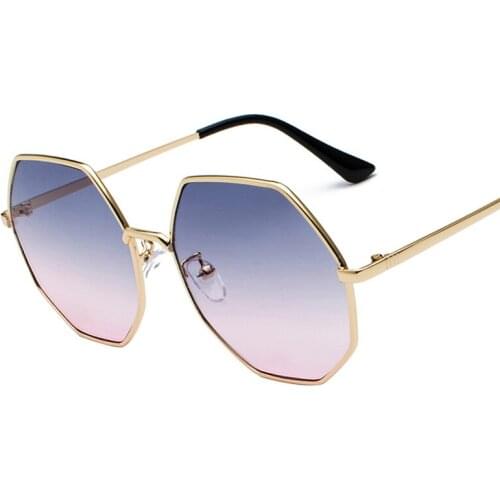 Women Unique Sunglasses Fashion Luxury Brand Designer Metal Pink Blue Lady Female Gradient Sun Glasses For Woman Style Uv400