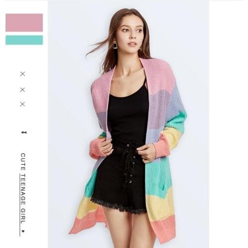 Babbytoro Womens Cardigan Sweater Open Front Loose Long Knit Plus Size Xmas Black Yellow Grey Rainbow Poacket Sweaters Coat