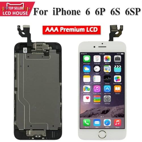 100% AAA Full Set Display For iPhone 6 6S Plus 6P 6SP LCD Screen Touch Digitizer Assembly White Black Pantalla with Camera