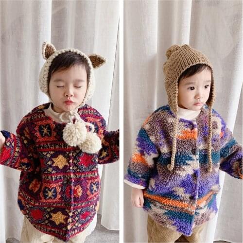 Toddler Girls Winter Clothes 2020 Winter New Baby Girl Thicken Jackets Fashion Print Furry Velvet Warm Coats for Children 2-6 Y
