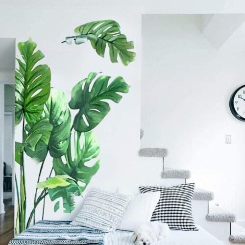 1 Pcs PVC 60*90 Banana Green Leaf Plant Wall Stickers Home Decoration Sticker Sticker Wall Mirror Indoor Decor
