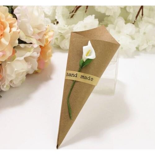 100 x DIY handmade Kraft Paper for Gift Candy Box Cones Bouquet Flower Packaging Wedding Party Decor Gift Box Craft Supplies