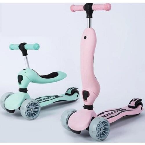 2In1 With 4 Wheel Sitting Childrens 3 Gear Foldable Colorful Scooter Sitting And Standing Sliding for 1-8 Year Old Scooter Baby