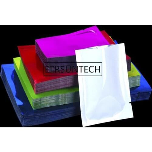 2000pcs 12x18cm Heat Seal Colorful Aluminum Foil Package Bags Smooth Surface Flat Open Top Mylar Foil Tea Bag Packaging
