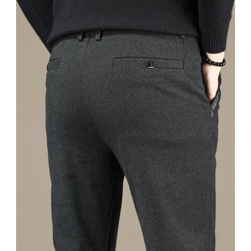 2021 New Classic Style Mens Casual Pants Business Fashion Black Blue Elastic Regular Fit Brand Trousers High Quality Clothes 38