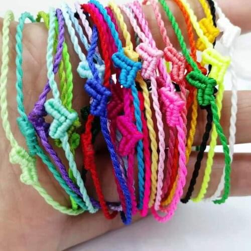28 Candy Colors Bohemia Heart Shaped Love Lucky Simple Handmade Rope Bangle Braided Charm Bracelet Women Men Couple Sister Gift