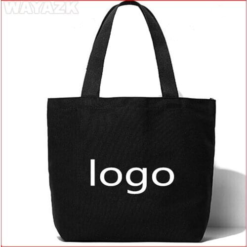 500pcs/lot) Size 36x36x10 cm custom black canvas cotton shopping bag with logo