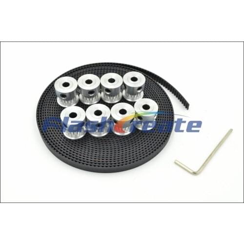 8pcs 16 teeth T2.5 timing pulley bore 5/6/6.35/8mm +5meters T2.5 Rubber open belt W=6mm 16T 16teeth T2.5 Pulley For 3D Printer