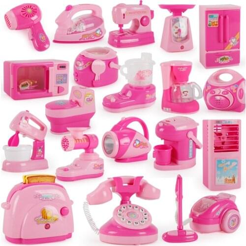 Mini Size Household Appliances Kitchen Toys Children Pretend Play Kitchen Accessories Toy Toaster Cooker Toys for Girls